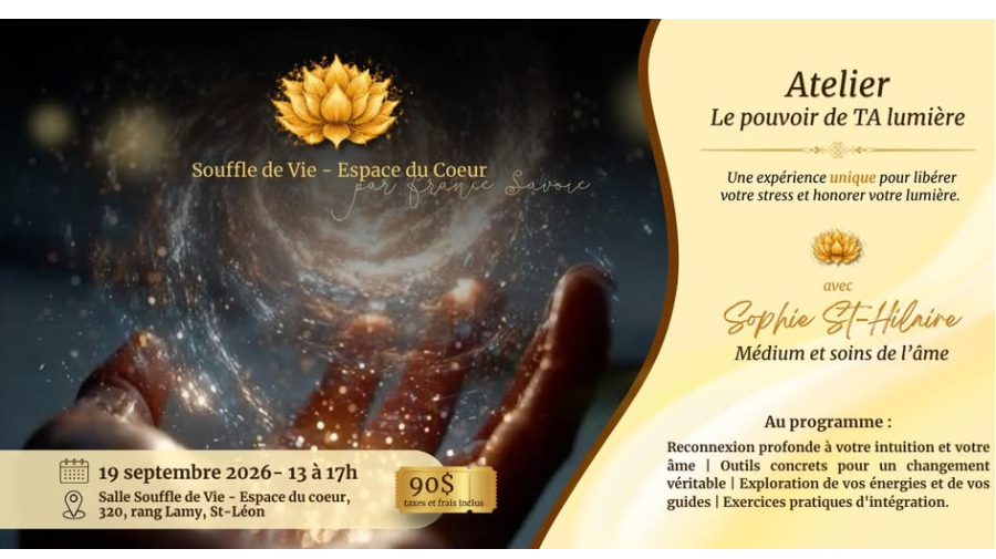 Atelier Le pouvoir de ta lumière | 19 septembre